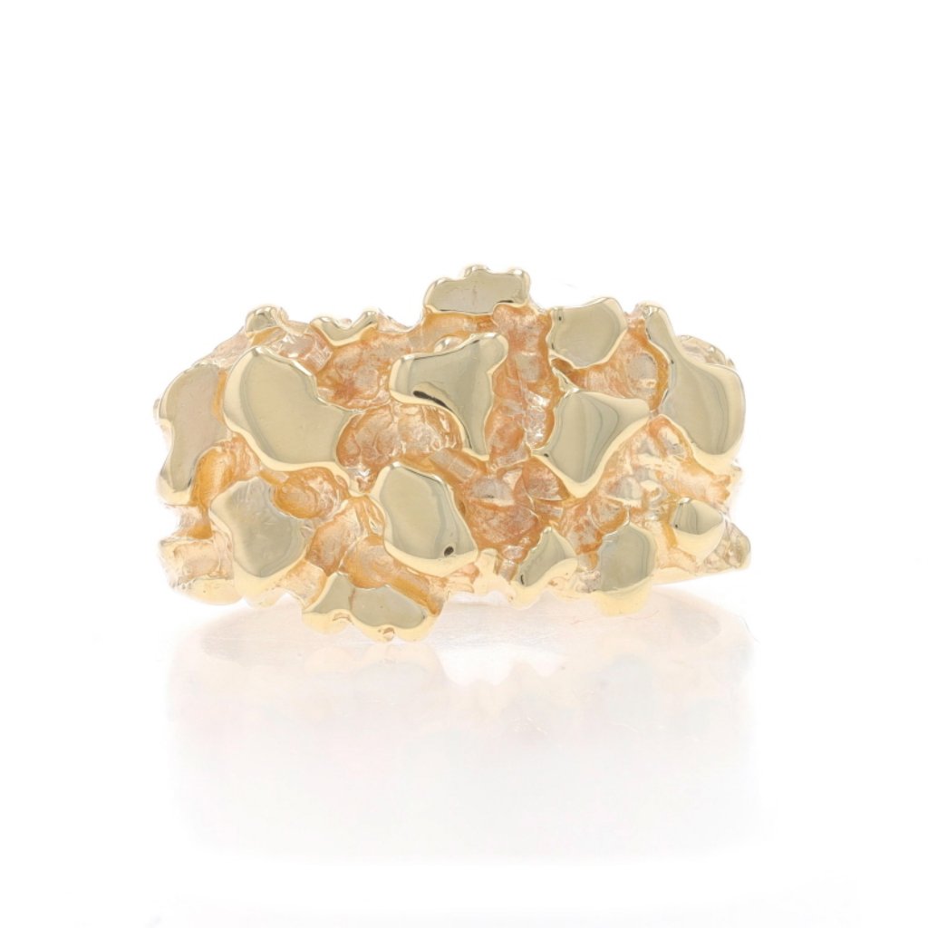 Yellow Gold Nugget Mens Ring  10k Statement